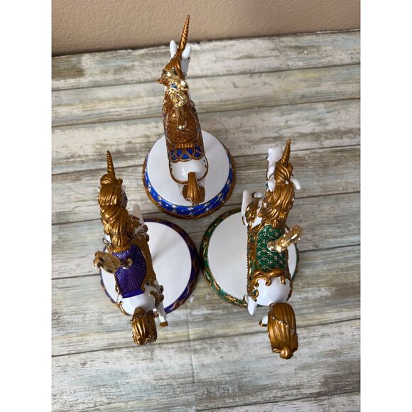 Hamilton Collection Jeweled Unicorn Carousel Collection Figurines 2004 Set of 3 - Picture 6 of 16